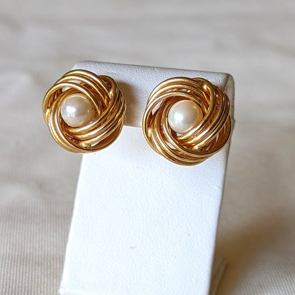 Large 14k Knotted Gold Pear Earrings 5.22g
